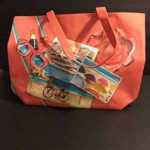 Lancôme Coral Color Tote Bag with French Scenery